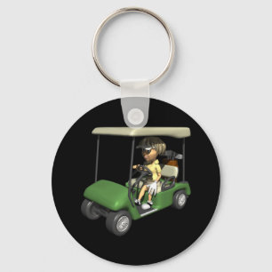Woman Golfer Cart Sleutelhanger