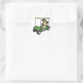 Woman Golfer Cart Vierkante Sticker (Tas)