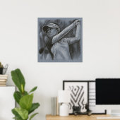 Woman Golfer Drawing - Golf Art Print (Thuiskantoor)