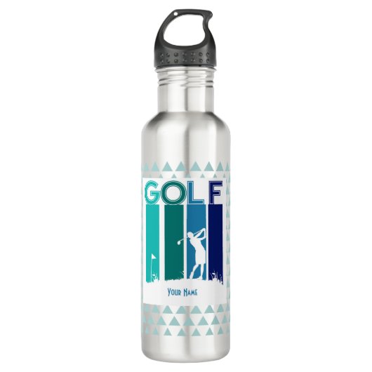 Woman Golfer Gepersonaliseerd waterfles Waterfles (Voorkant)