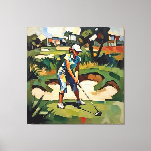 Woman Golfer - Golf Canvas Art Print (Voorkant)