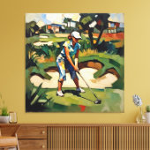 Woman Golfer - Golf Canvas Art Print (Insitu (Woonkamer))