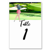 Woman Golfer golft op groen tafelnummer (Achterkant)