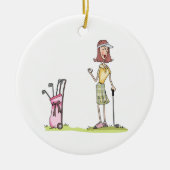 Woman Golfer Keramisch Ornament (Voorkant)