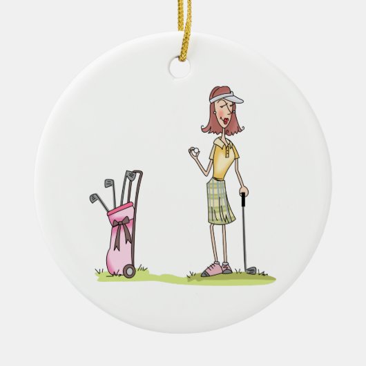 Woman Golfer Keramisch Ornament (Voorkant)