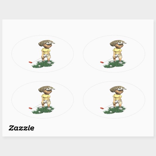 Woman Golfer Ovale Sticker (Vel)