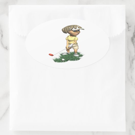 Woman Golfer Ovale Sticker (Tas)