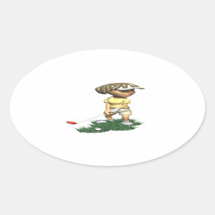 Woman Golfer Ovale Sticker