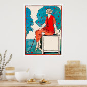  Woman Golfer Print (Keuken)