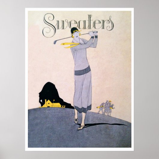  Woman Golfer Print uit 1920 (Voorkant)