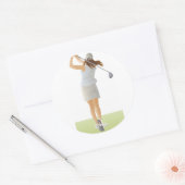 Woman Golfer Ronde Sticker (Envelop)