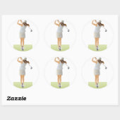 Woman Golfer Ronde Sticker (Vel)