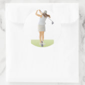 Woman Golfer Ronde Sticker (Tas)