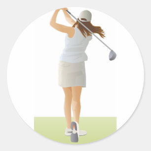 Woman Golfer Ronde Sticker