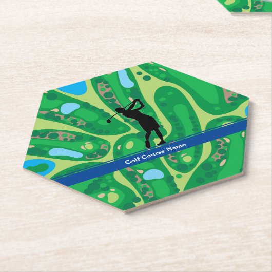 Woman Golfer Silhouette Golf Course Kartonnen Onderzetters (Schuin)