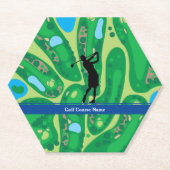 Woman Golfer Silhouette Golf Course Kartonnen Onderzetters (Voorkant)