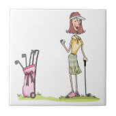 Woman Golfer Tegeltje (Voorkant)