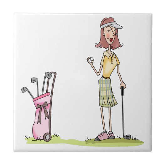 Woman Golfer Tegeltje (Voorkant)