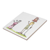 Woman Golfer Tegeltje (Zijkant)