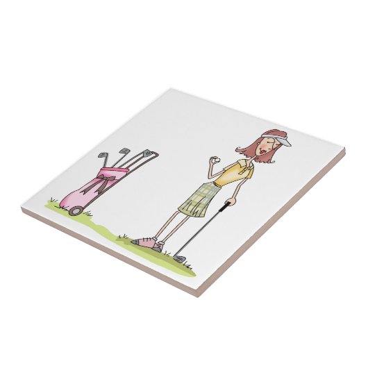 Woman Golfer Tegeltje (Zijkant)