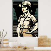Woman Golfer Woodblock Print (Keuken)