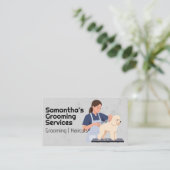 Woman Grooming Doggie Visitekaartje (Staand voorkant)