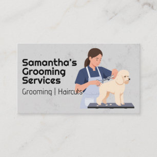 Woman Grooming Doggie Visitekaartje