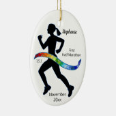 Woman Half marathon Puzzle Ribbon Keramisch Ornament (Rechts)