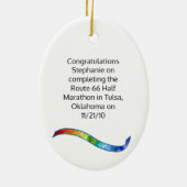 Woman Half marathon Puzzle Ribbon Keramisch Ornament (Achterkant)