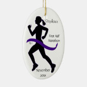 Woman Half marathon Runner Ornament in Paars (Rechts)