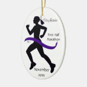 Woman Half marathon Runner Ornament in Paars (Links)