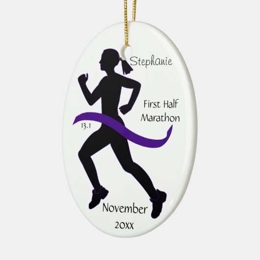 Woman Half marathon Runner Ornament in Paars (Links)