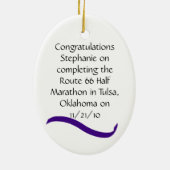 Woman Half marathon Runner Ornament in Paars (Achterkant)