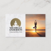 Woman Holding Yoga Pose on Beach  Visitekaartje (Voorkant)