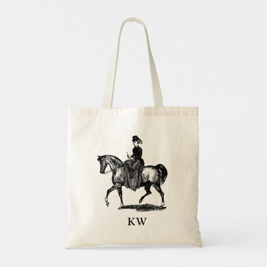  Woman Horseback Rider Personaliseert Canvas tas (Achterkant)