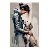 Woman hugging her dog perfect poster (Voorkant)