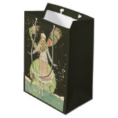  Woman Ice Skater uit 1920 met kleurrijke Scarf Medium Cadeauzakje (Achterkant Gekanteld)