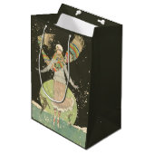  Woman Ice Skater uit 1920 met kleurrijke Scarf Medium Cadeauzakje (Voorkant Gekanteld)