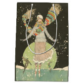  Woman Ice Skater uit 1920 met kleurrijke Scarf Medium Cadeauzakje (Achterkant)