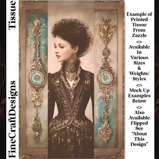 Woman in Black, Baroque Panels DX9L Decoupage Tissuepapier