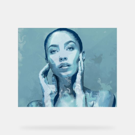 "Woman in Blue" Acryl Bord (Voorkant)