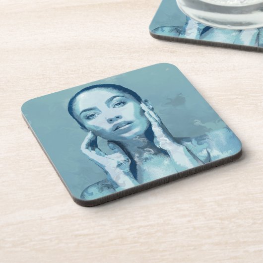 "Woman in Blue" Bier Onderzetter (Linkerzijde)