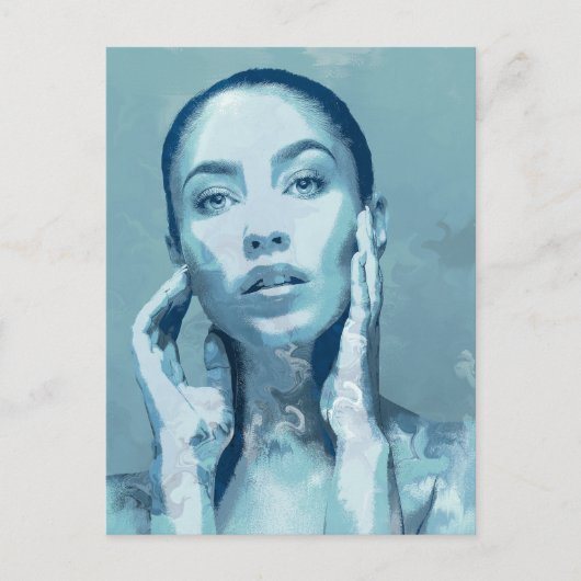 "Woman in Blue" Briefkaart (Voorkant)