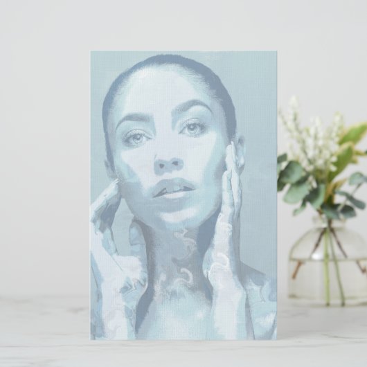 "Woman in Blue"  Briefpapier (Staand voorkant)