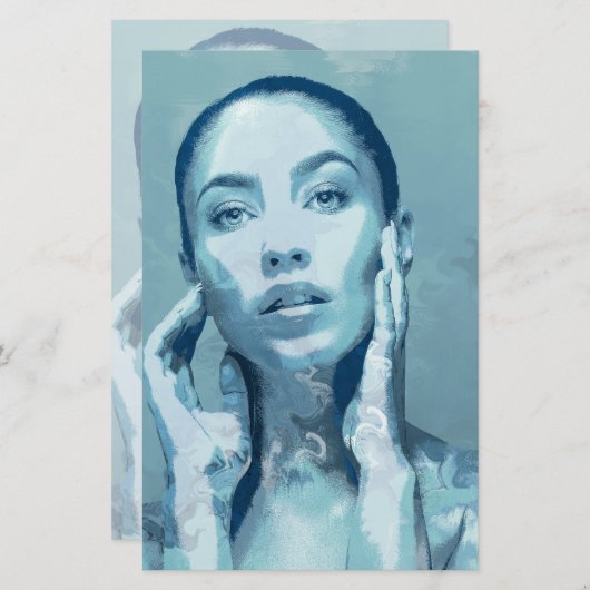"Woman in Blue"  Briefpapier (Voorkant / Achterkant)