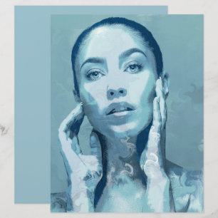 "Woman in Blue" Enkele kaart Briefhoofd