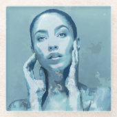 "Woman in Blue" Glazen Onderzetter (Voorkant)