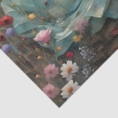 Woman in blue gown on beach with dog, lighthouse. tissuepapier (Detail)