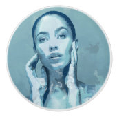 "Woman in Blue" Keramische Knop (Voorkant)