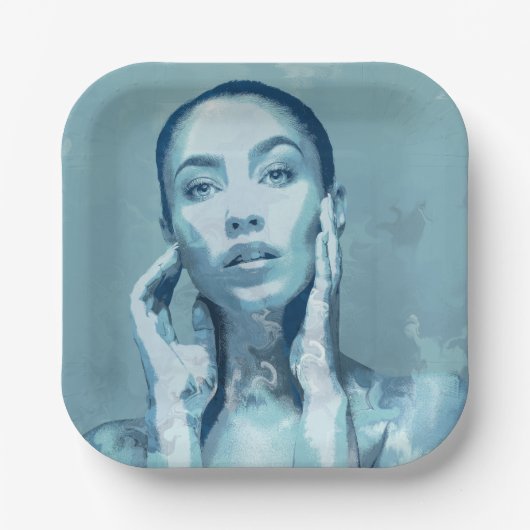 "Woman in Blue" Papieren Bordje (Voorkant)